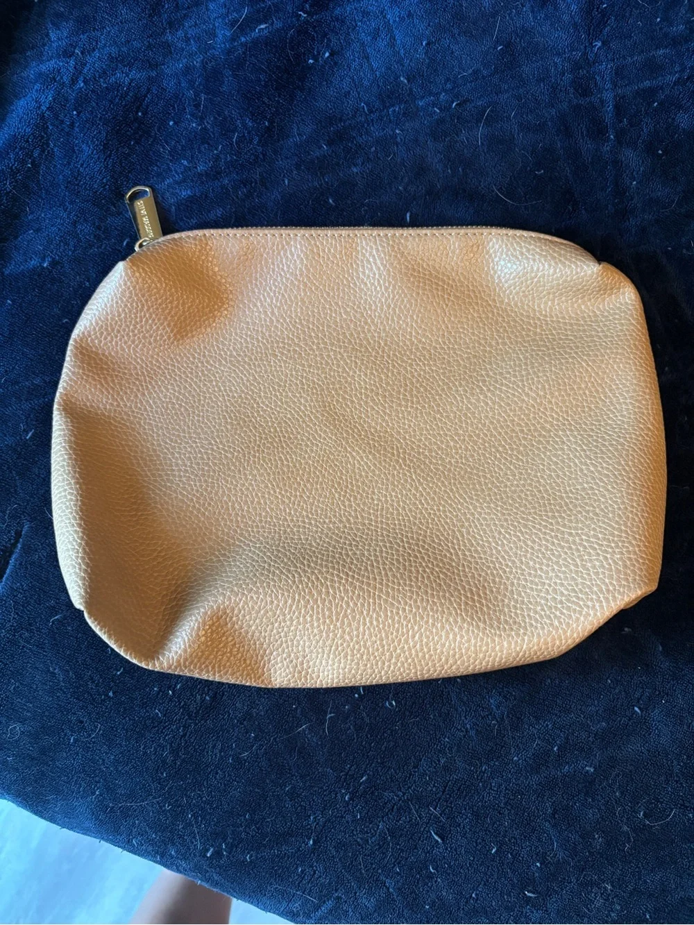 Steve Madden Tan Pebbled Faux Leather Cosmetic Makeup Travel Pouch